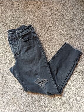 Old Navy Charcoal Black Skinny Jeans with Distressed Knee